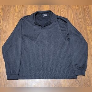PGA TOUR Mens XL Charcoal Grey Vertical Pinstripe Long Sleeve Performance E8